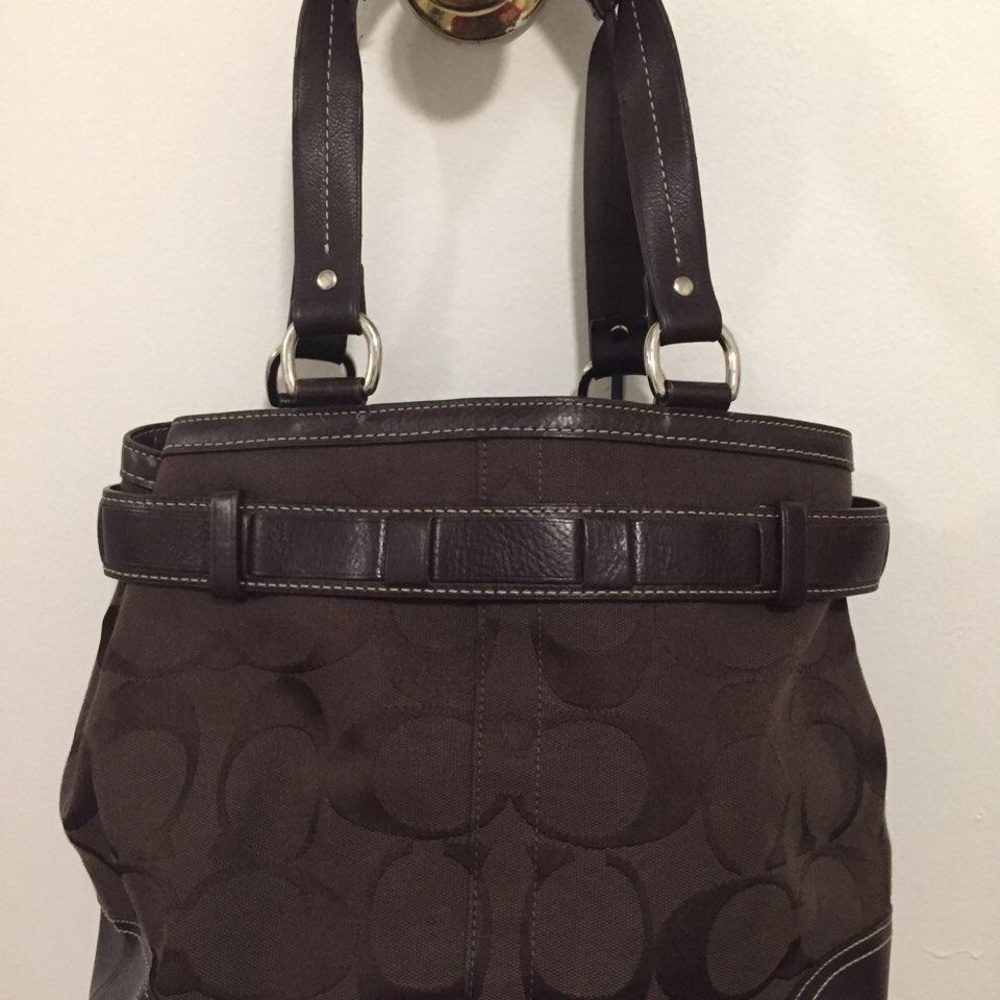 Coach Signature Python Stripe Large Tote Purse - image 3